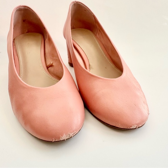 ZARA | BALLET SHOES GENUINE LEATHER ROUND TOE LOW PROFILE BLOCK KITTEN HEELS 38 - Picture 7 of 10